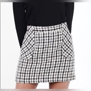 J. Crew Black and White Houndstooth Mini Skirt